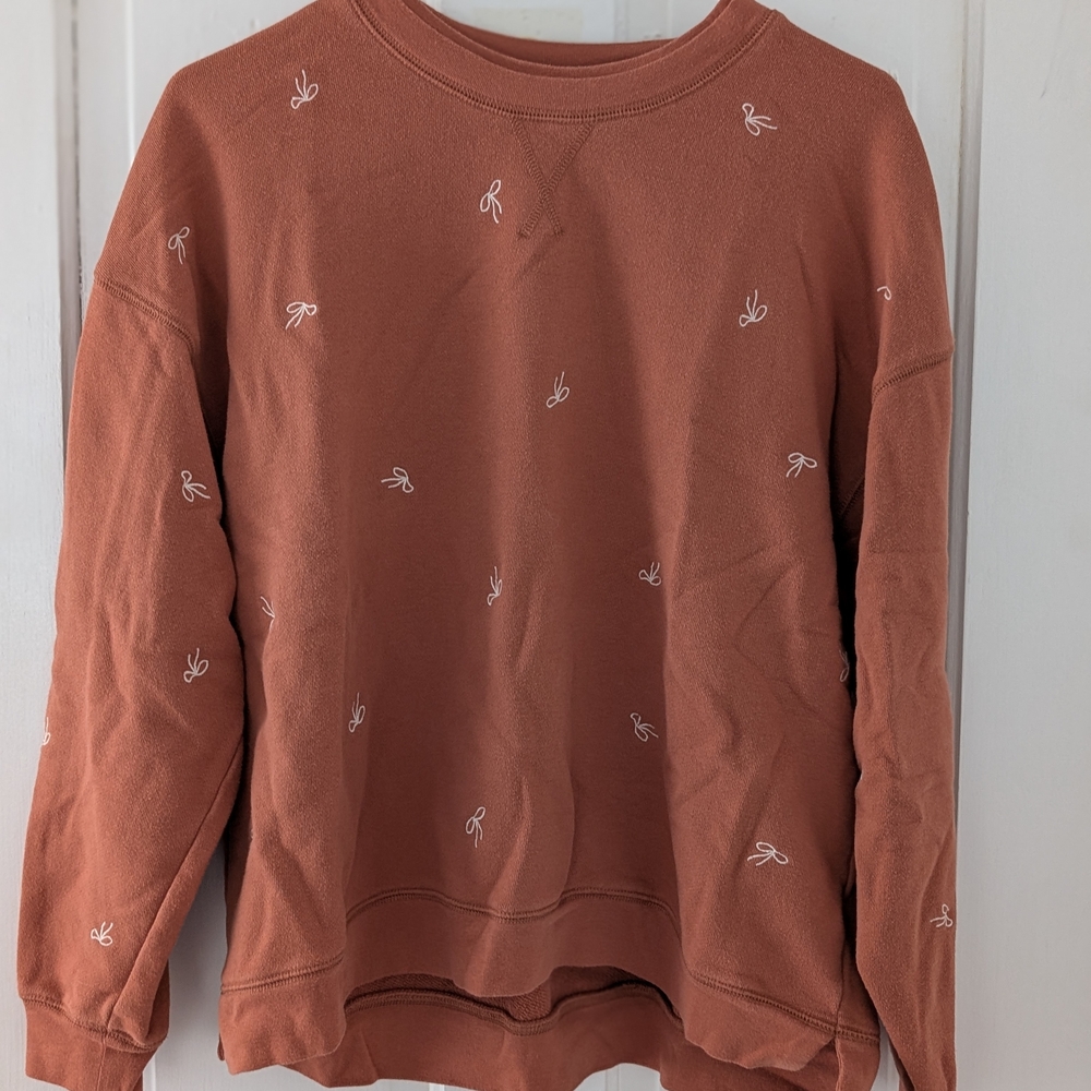 Madewell Terracotta Sweater with Embroidered Accents